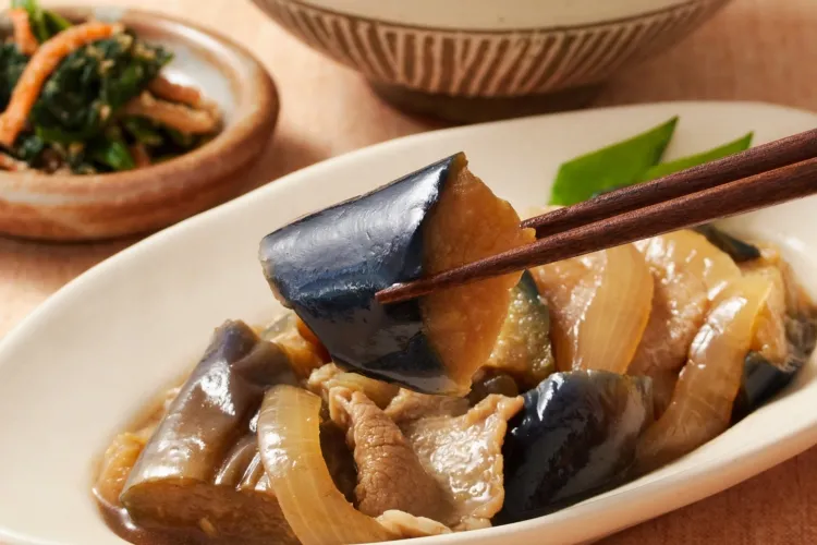 揚げ茄子と豚肉の炒め煮 盛付画像1