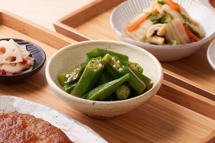 一番だし オクラのお浸し 盛付画像1