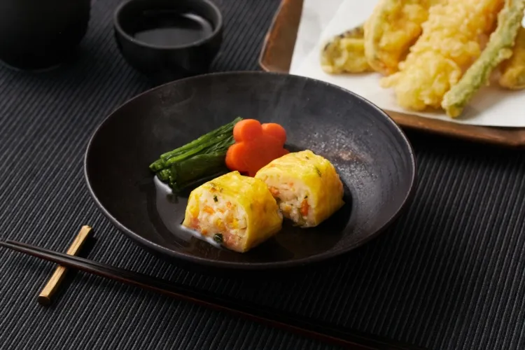 海老と5種野菜の湯葉巻き 盛付画像3