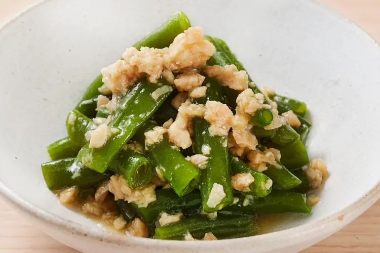インゲンの鶏そぼろあんかけ
